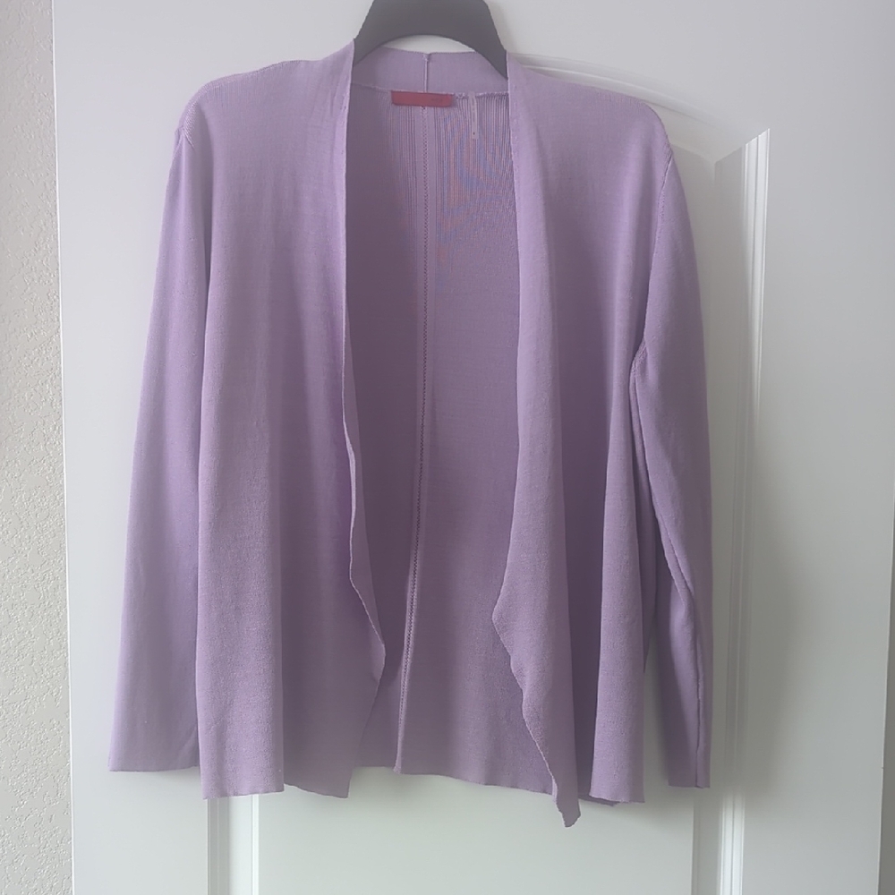 Purple Open Front Cardigan with Long Sleeves and Relaxed Fit by RED, Size M